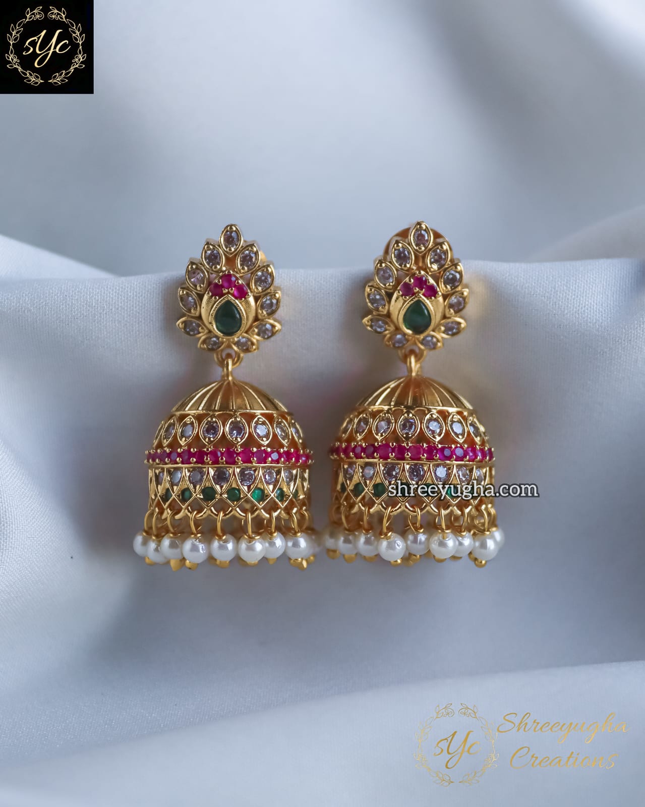 Light weight Ruby, Emerald jhumkas