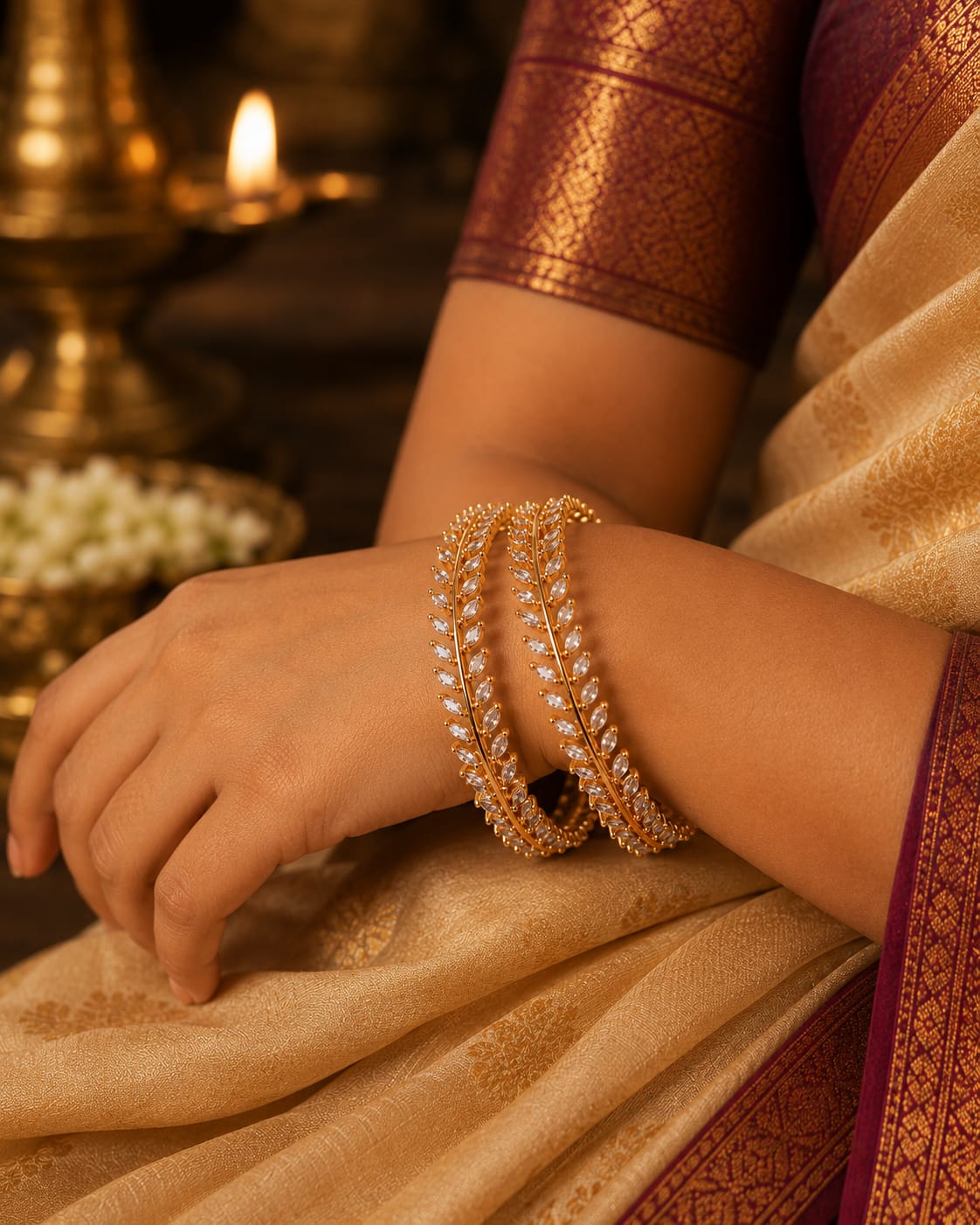 Premium leaf diamond bangles