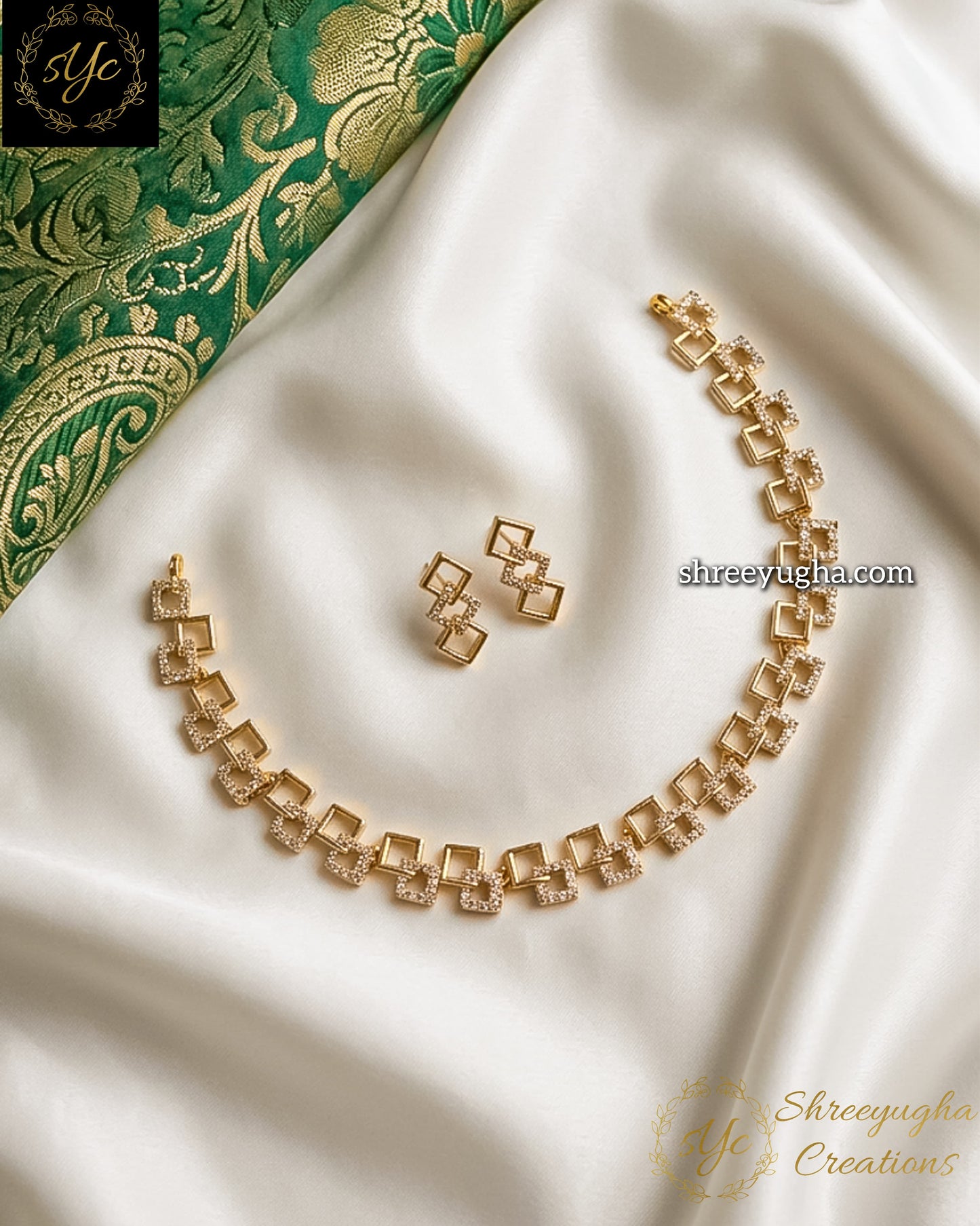 Designer diamond necklace with earrings