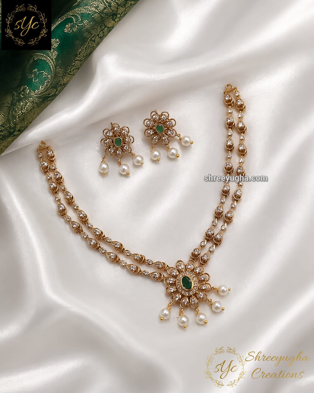 Premium 2 layer emerald neckset