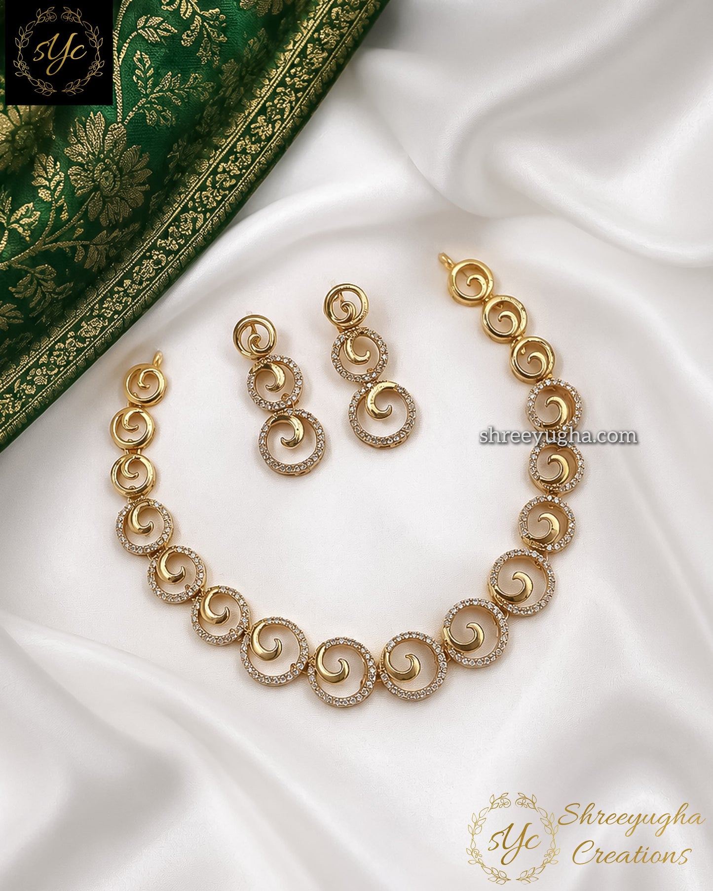 Elegant diamond necklace with earrings