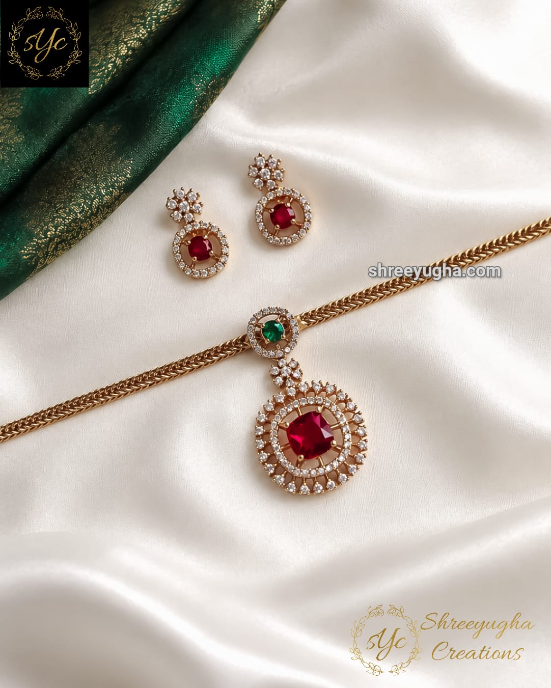 Ruby, emerald & diamond choker