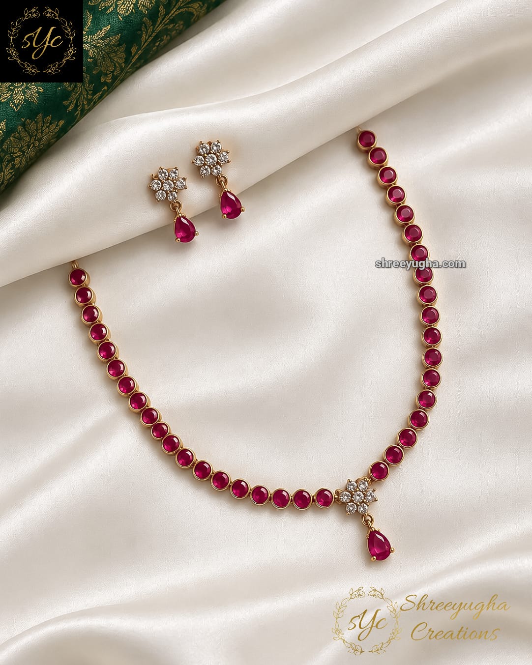 Tear drop gem stone neckset