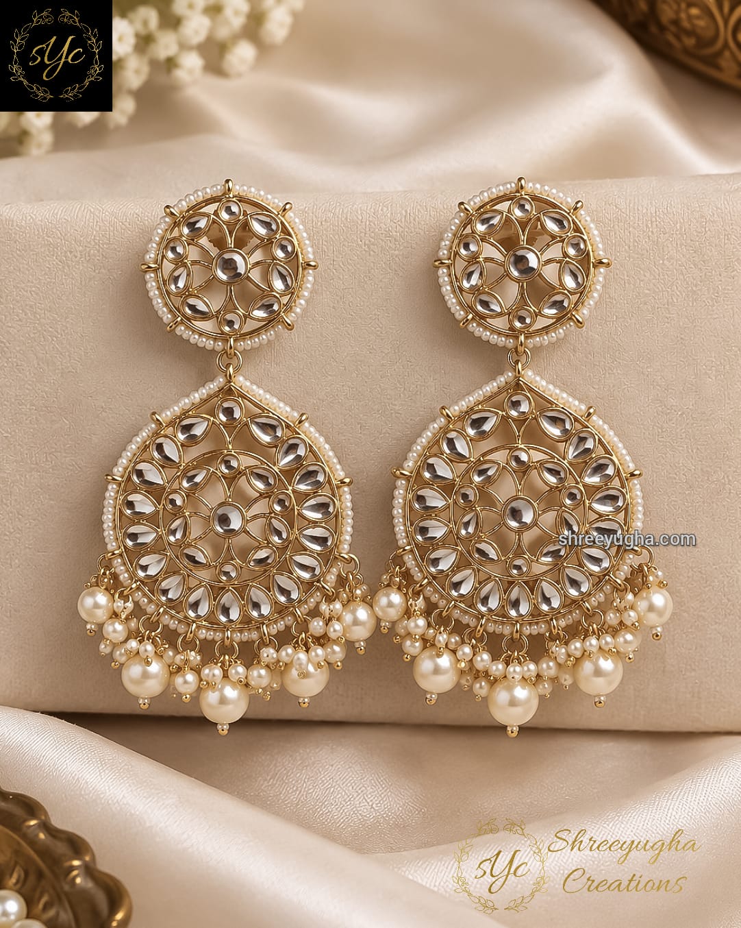 Kundan statement earrings
