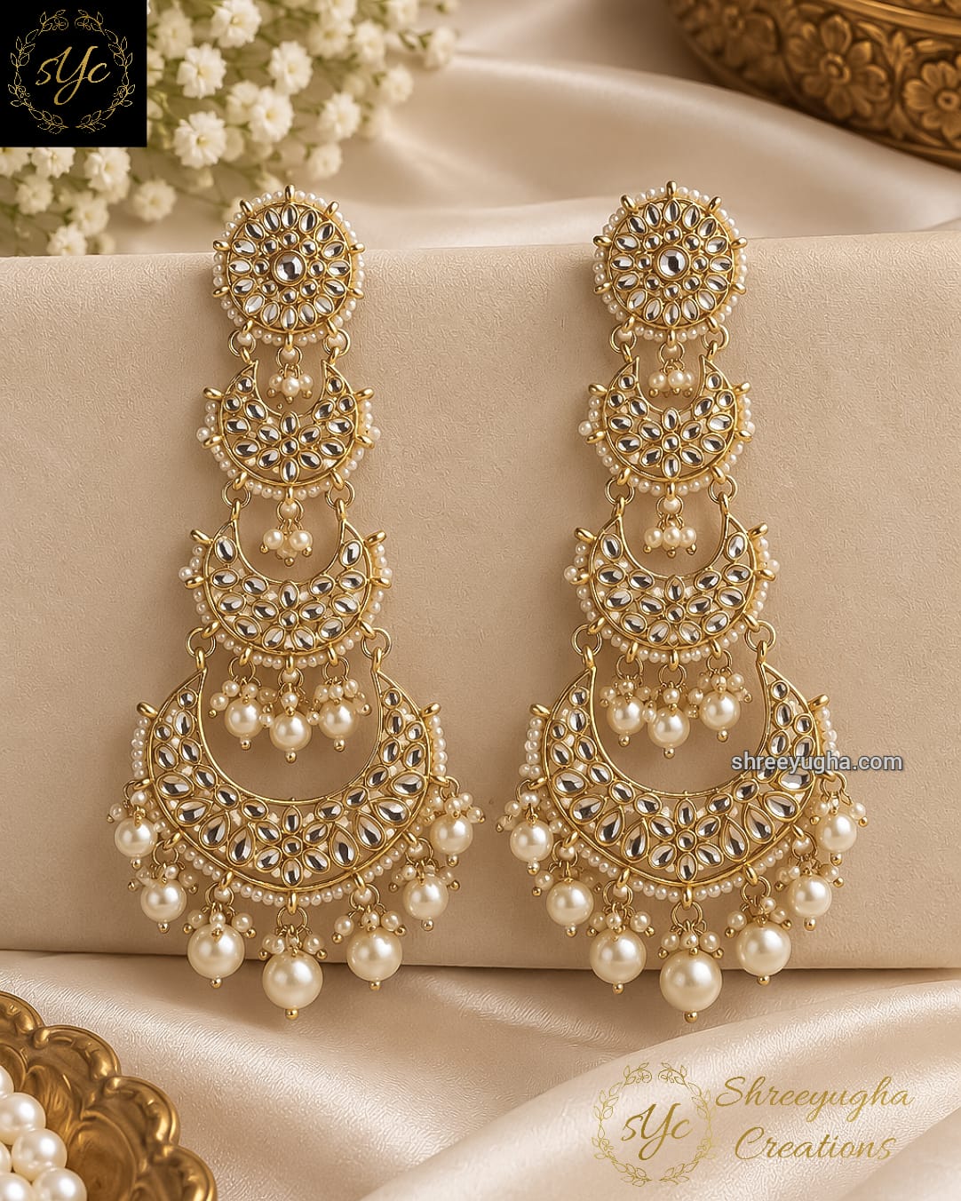 Kundan statement earrings
