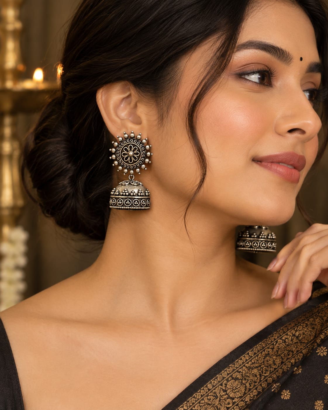 Silver Chakra Jhumkas