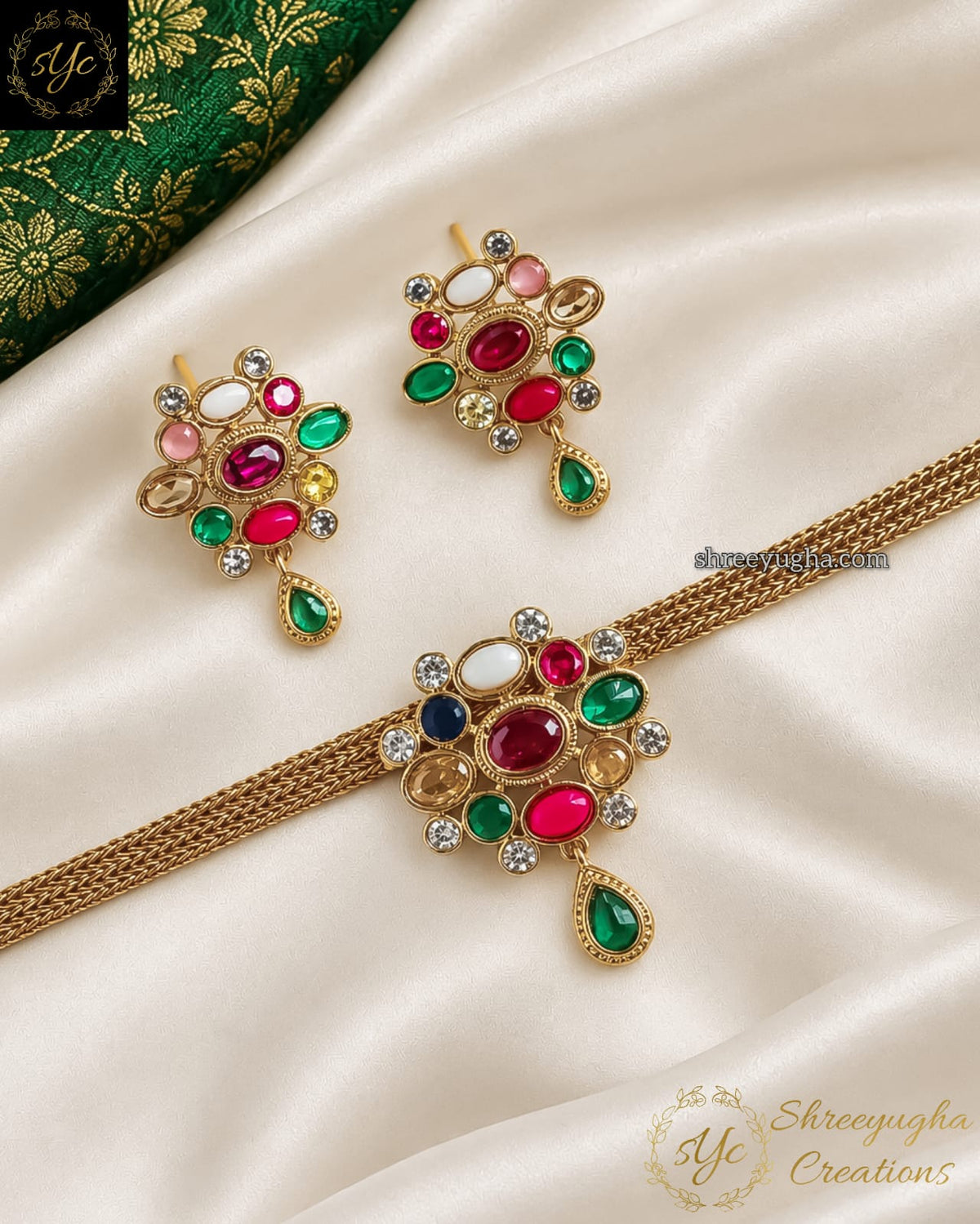 Beautiful NAVRATNA choker set
