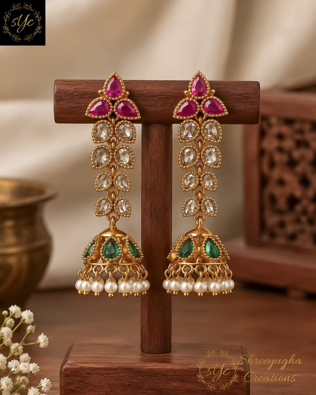 Maragathika jhumkas