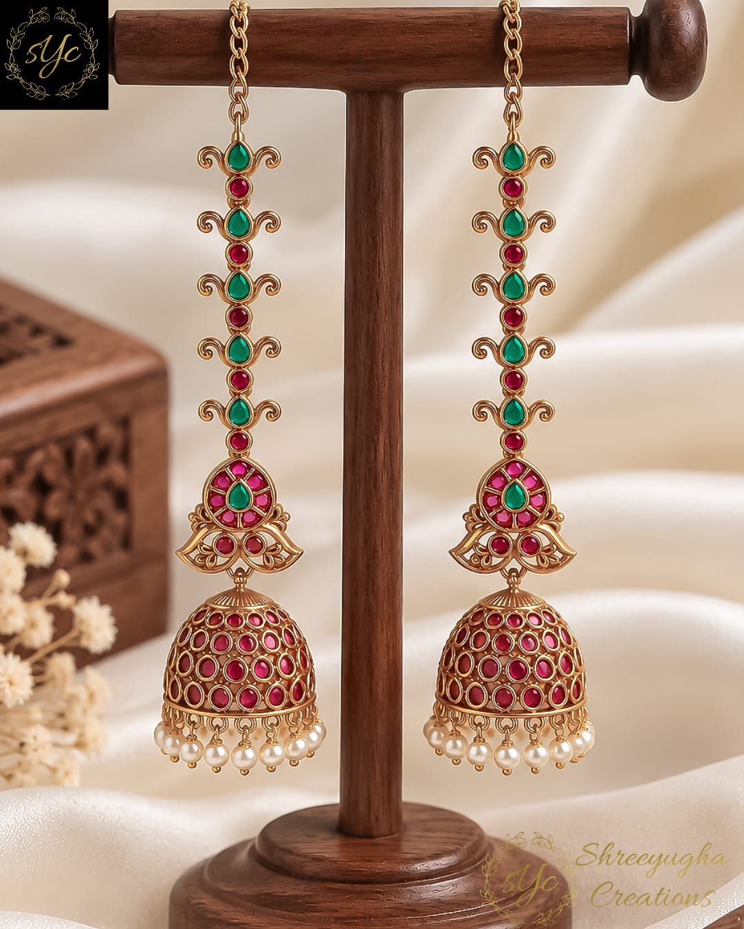 Ruhani jhumkas with earchain