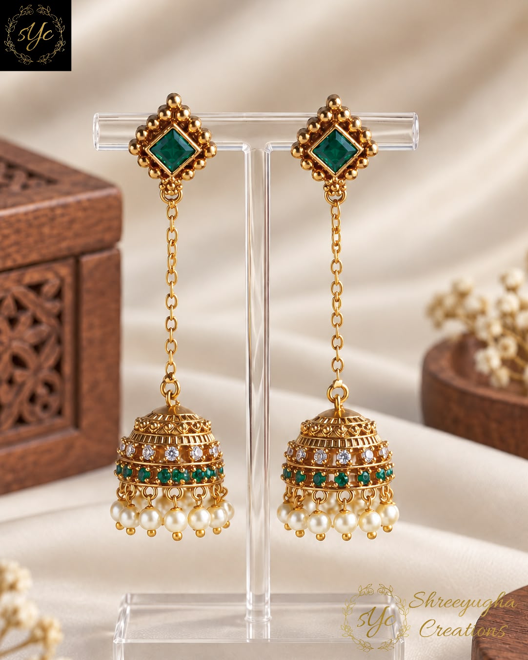 Nilaara Emerald Jhumkas