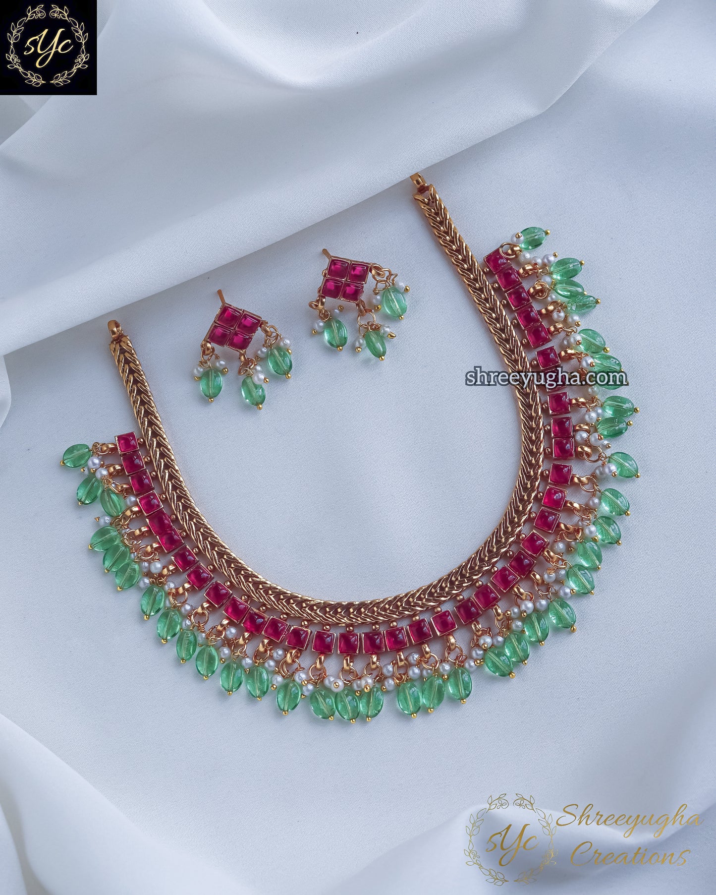 Beautiful gem stone drop neckset