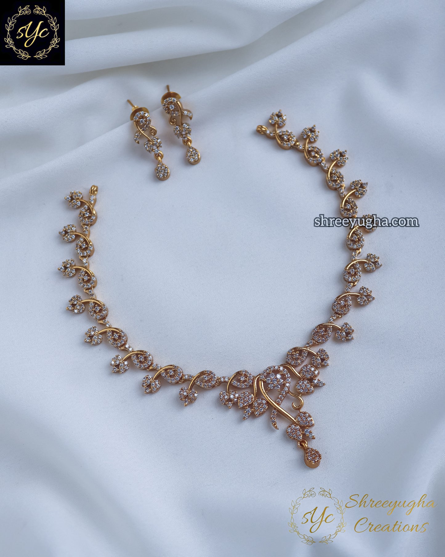 Zirconia Diamond necklace with earrings