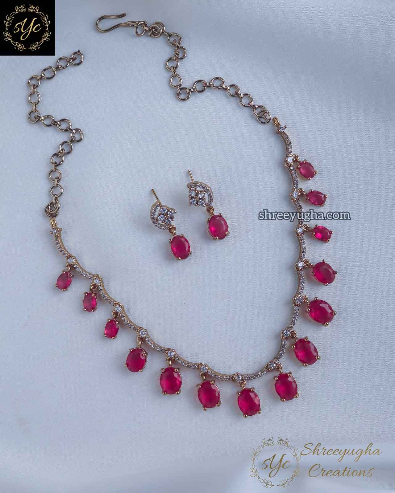 Premium Ruby stone drop neckset