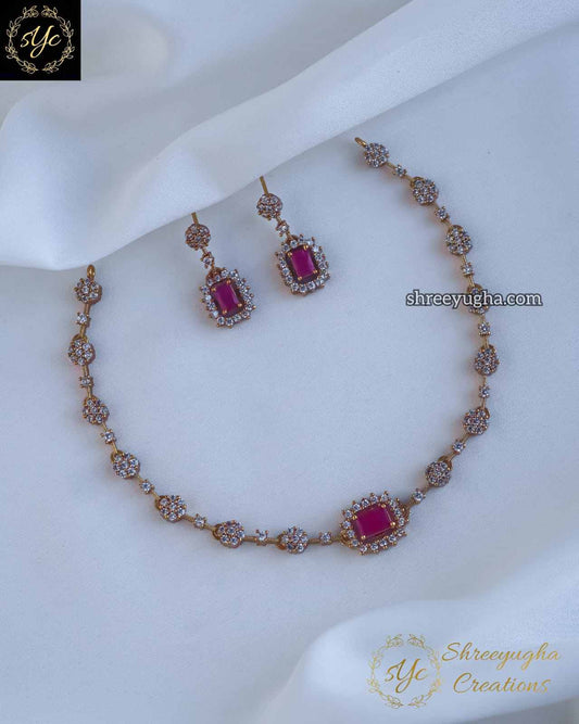 Simple Ruby & Diamond neckset