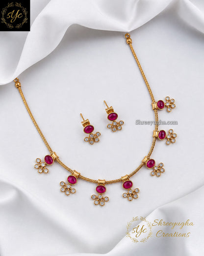Premium Emerald & Diamond neckset