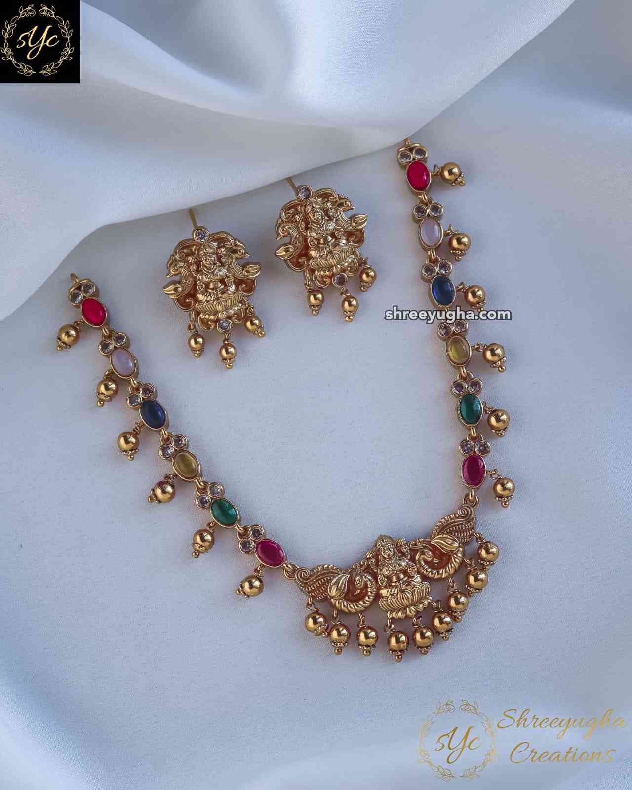 NAVRATNA stone lakshmi neckset