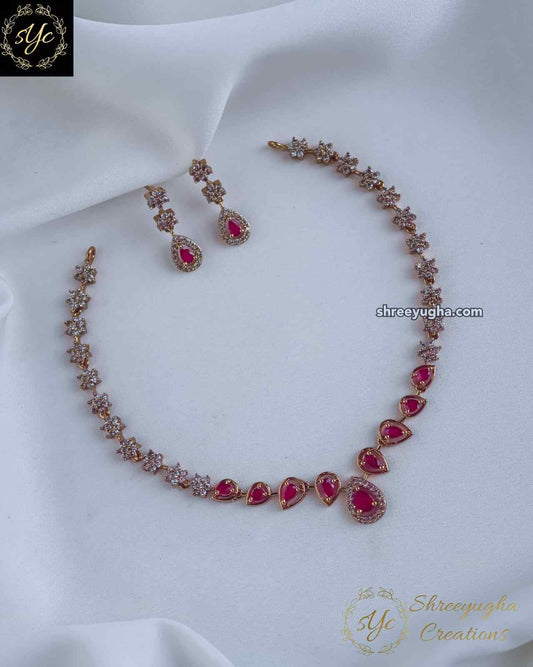 Beautiful tear drop ruby neckset