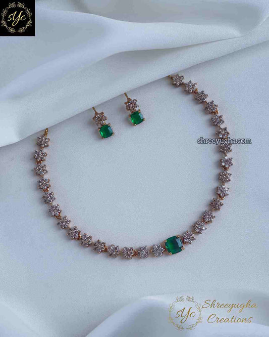 Pretty Emerald & Diamond neckset