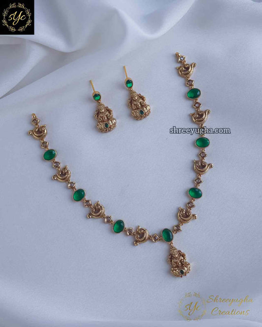 Premium Emerald lakshmi neckset