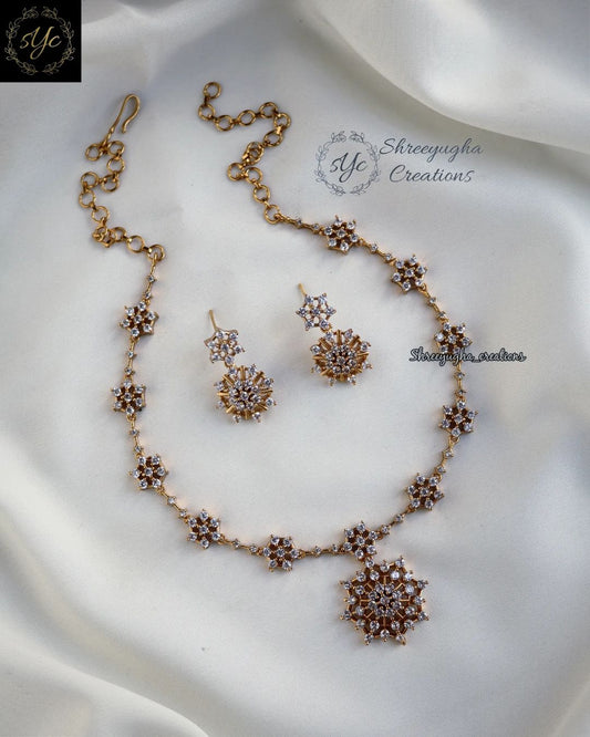 Zirconia diamond cut stones necklace set