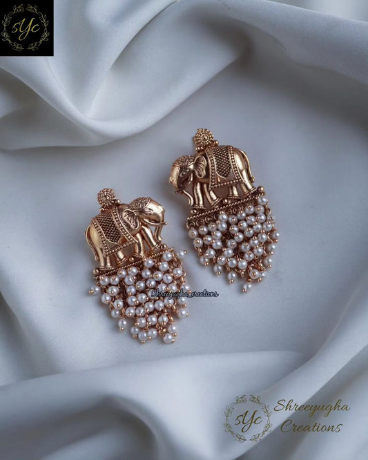 Premium quality gold elephant earrings