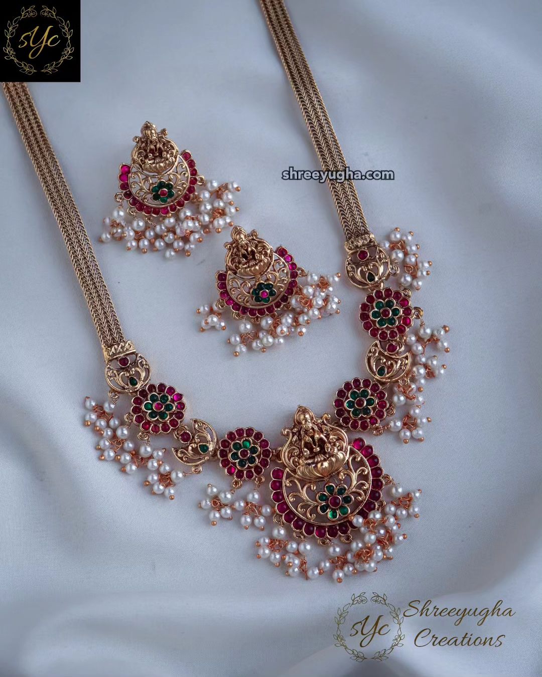 Premium quality gold Kemp lakshmi haram set