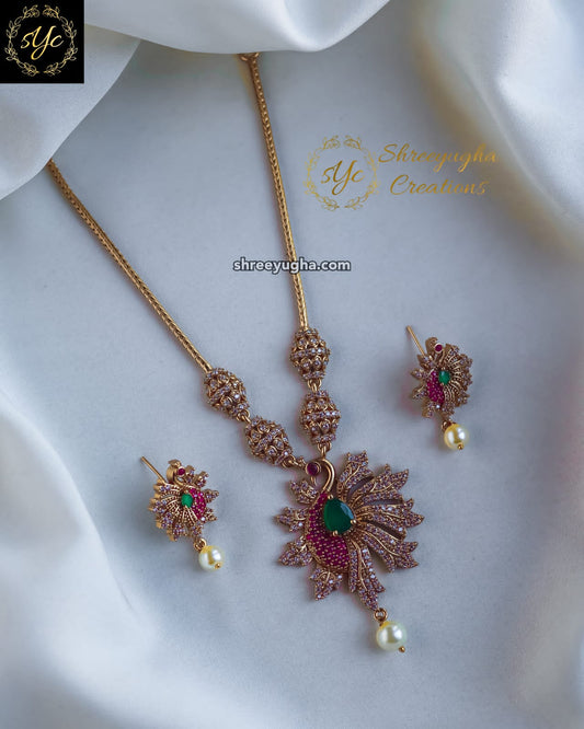 Premium peacock necklace with earrings