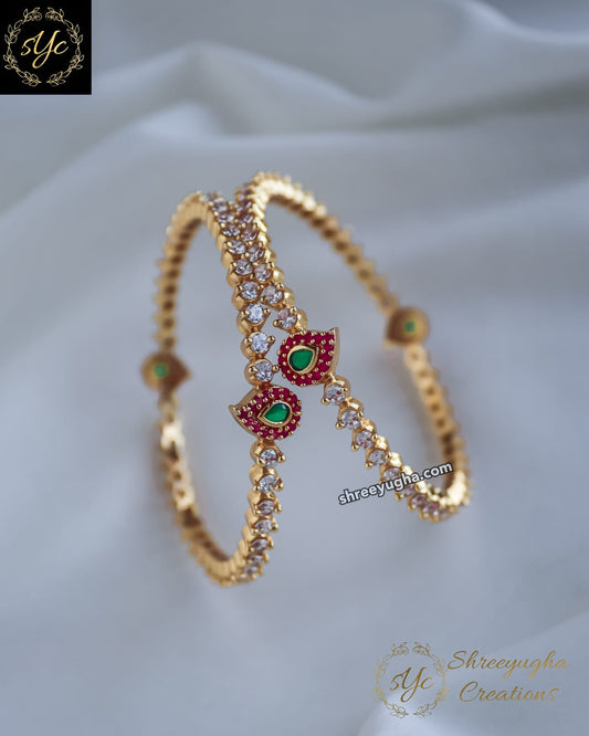 Traditional mango diamond bangles