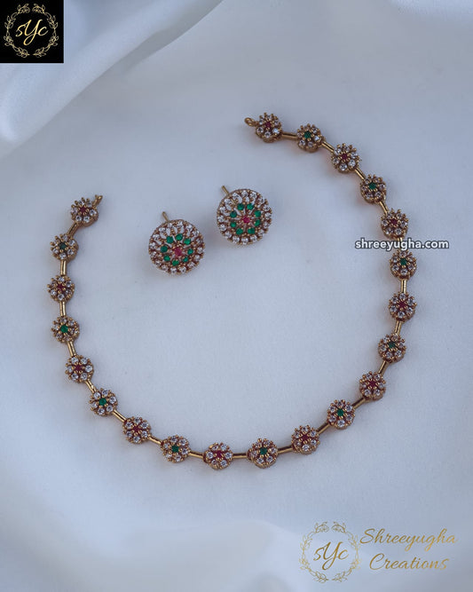 Best seller flower diamond necklace with earrings