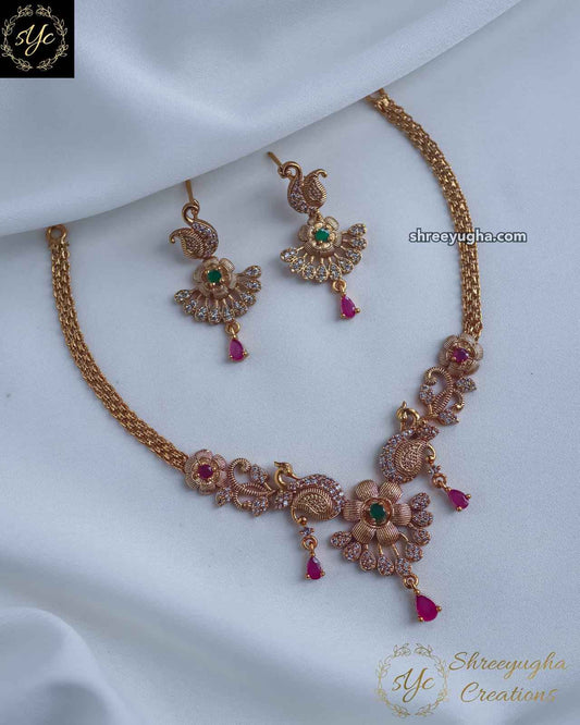 Beautiful peacock diamond necklace with earrings