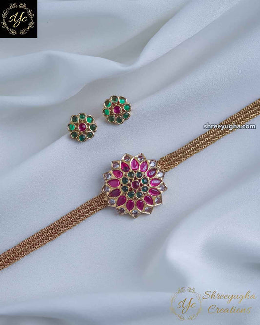 Premium quality flower choker with earrings