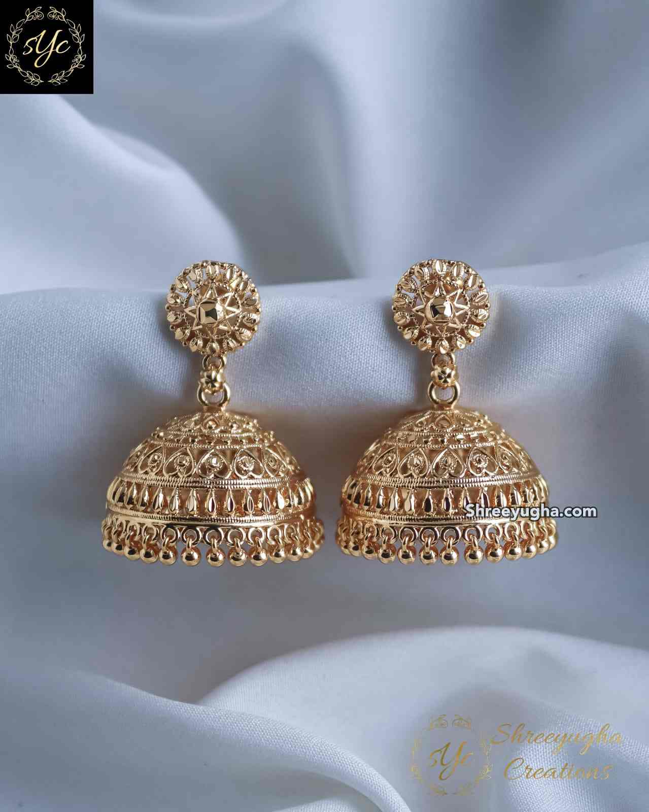 22k gold plated light weight jhumkas