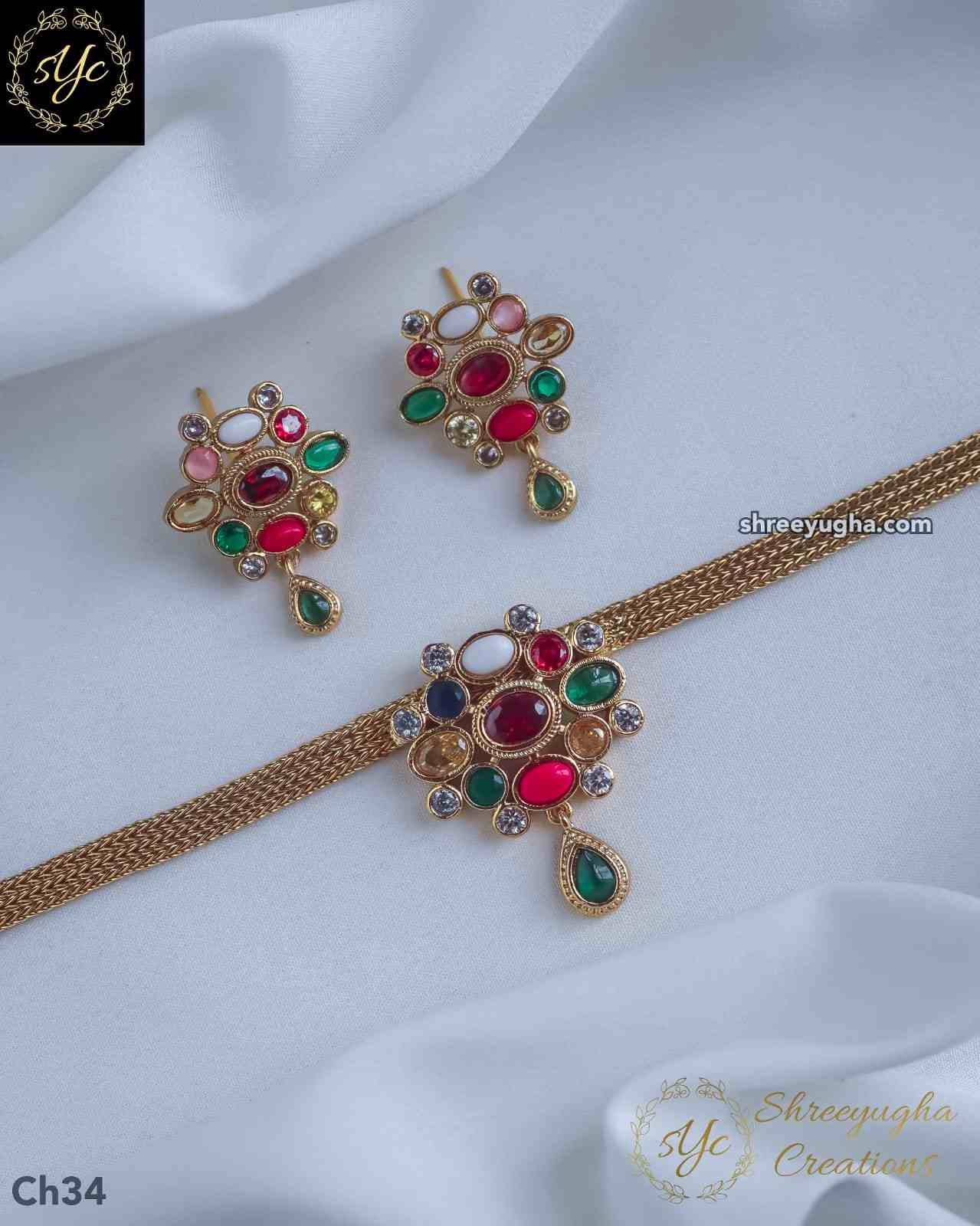 Beautiful NAVRATNA choker set