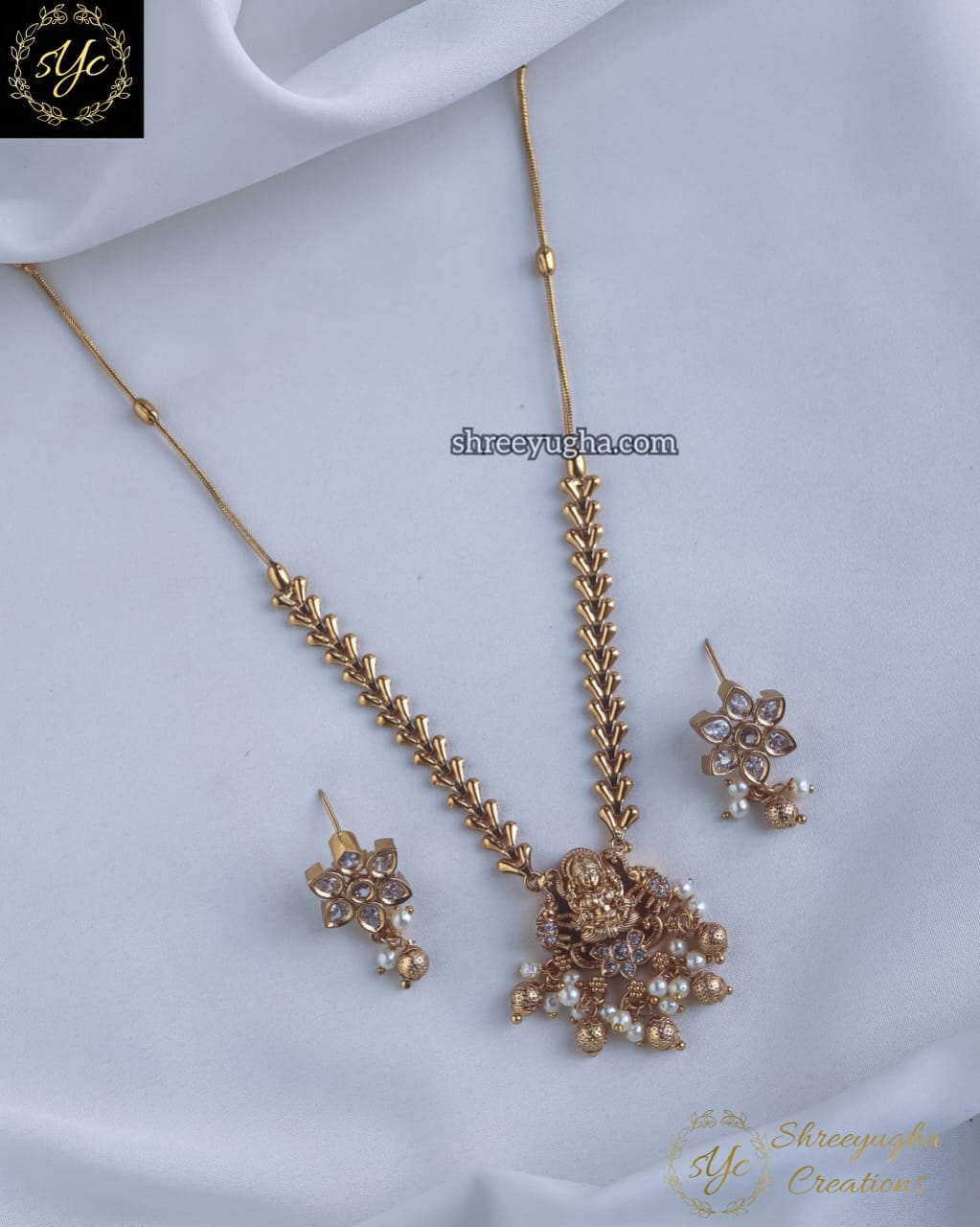 Elegant long Lakshmi neckset