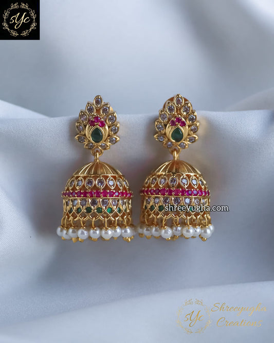 Light weight Ruby, Emerald jhumkas