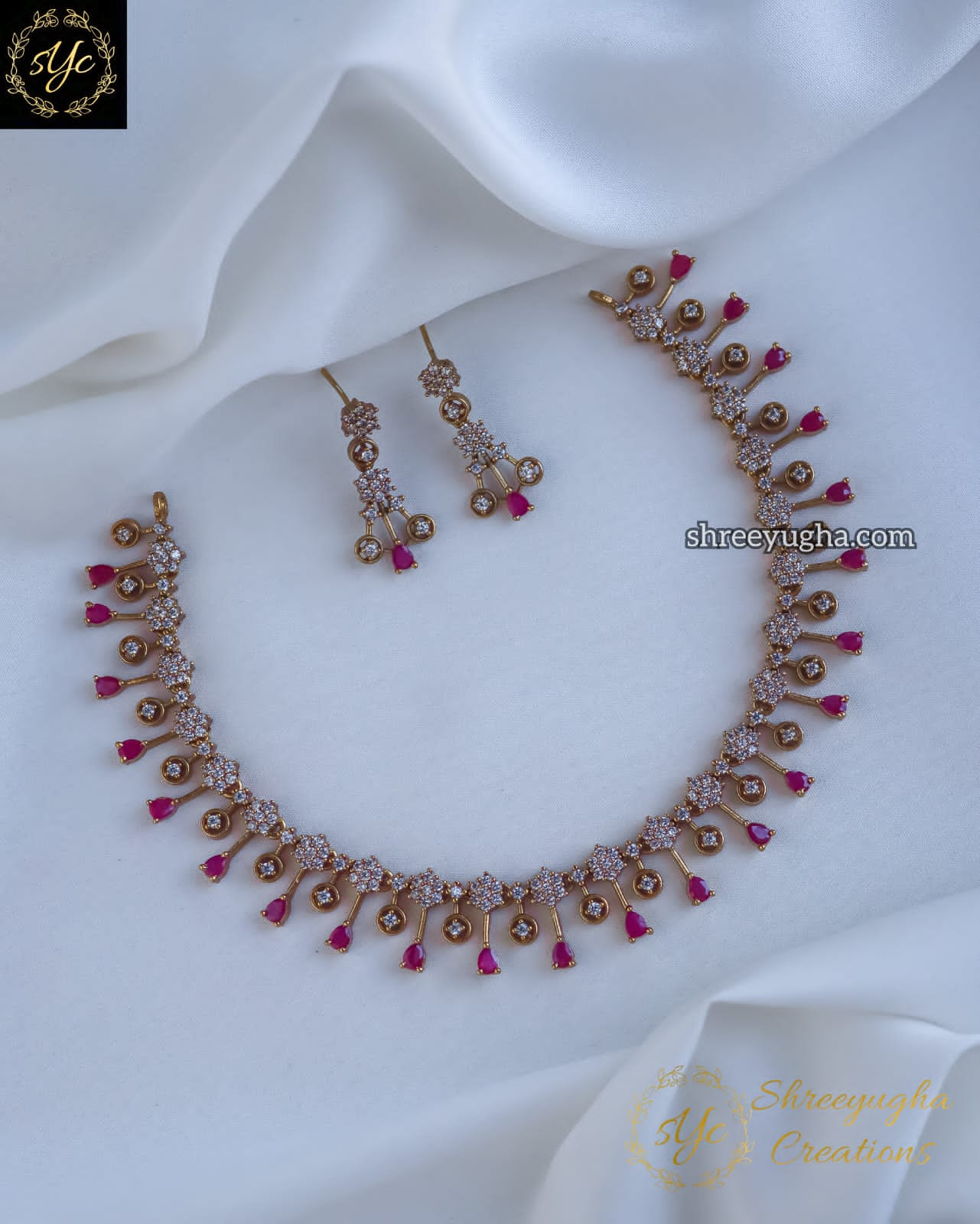 Premium Ruby tear-drop neckset