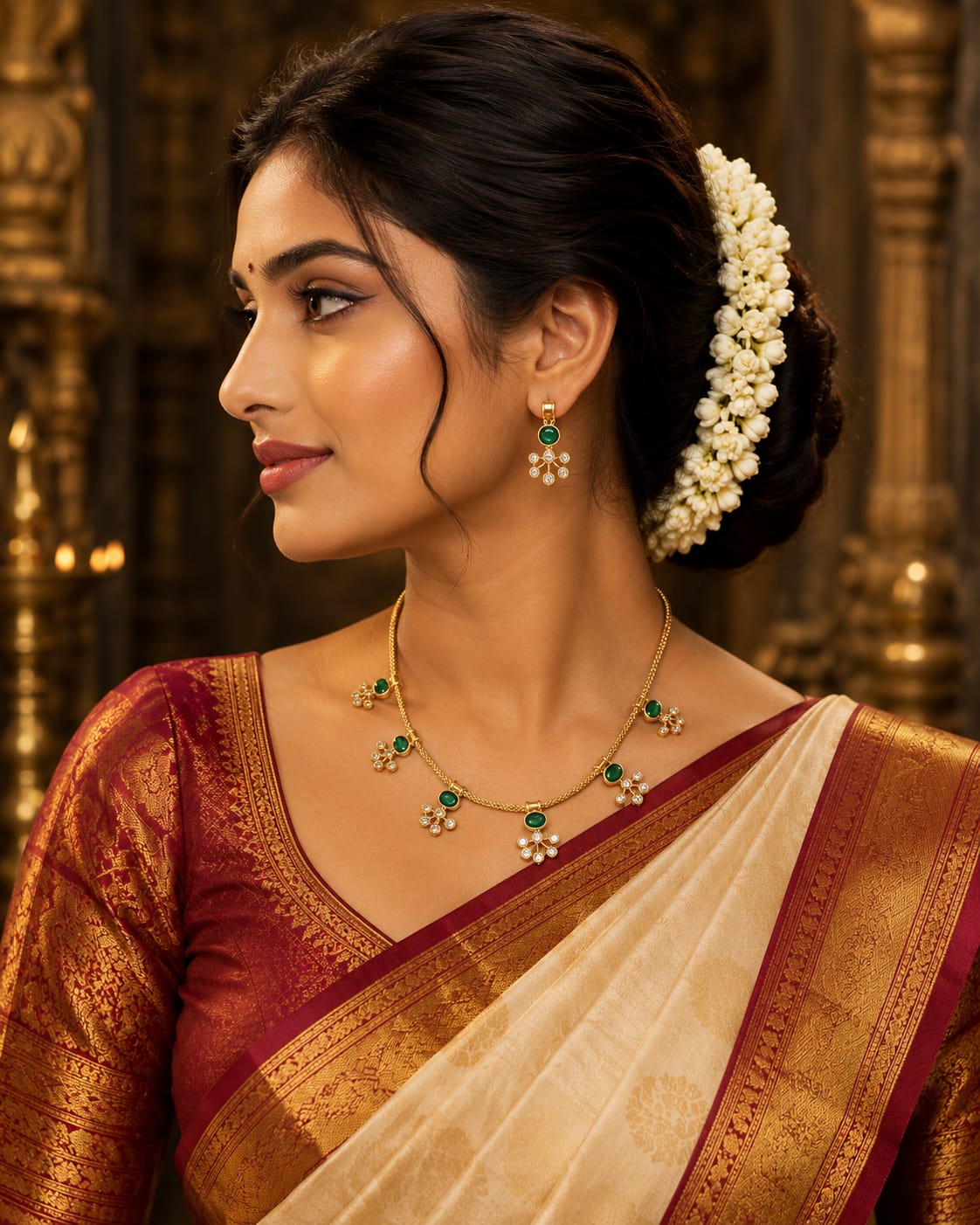 Premium emerald & diamond neckset