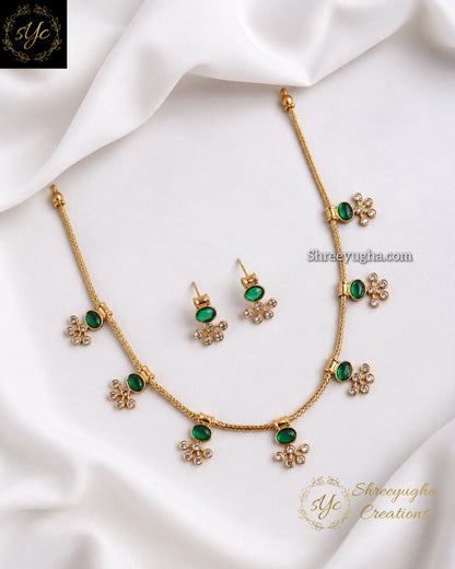 Premium emerald & diamond neckset