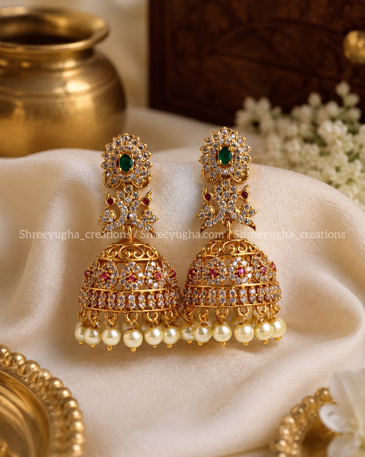 Premium Ruby Emerald jhumkas
