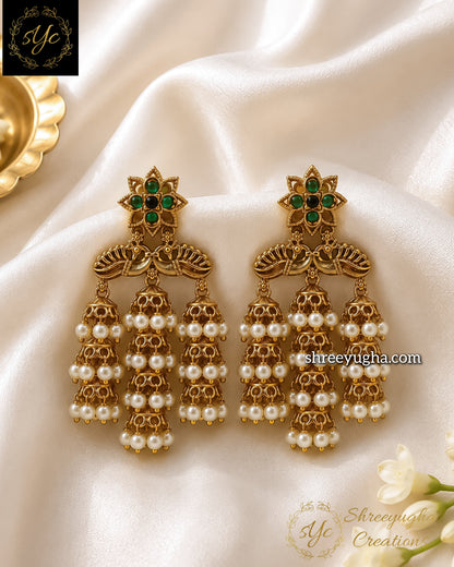Charming triple layer jhumkas