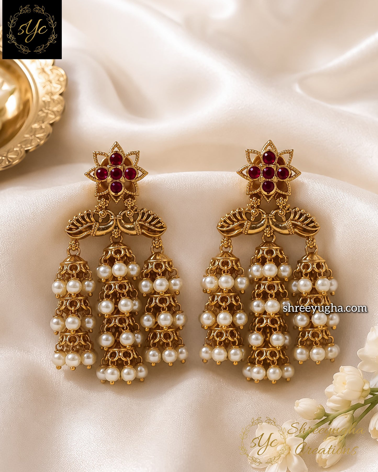 Charming triple layer jhumkas