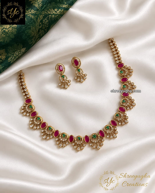 Ruby, emerald and diamond neckset