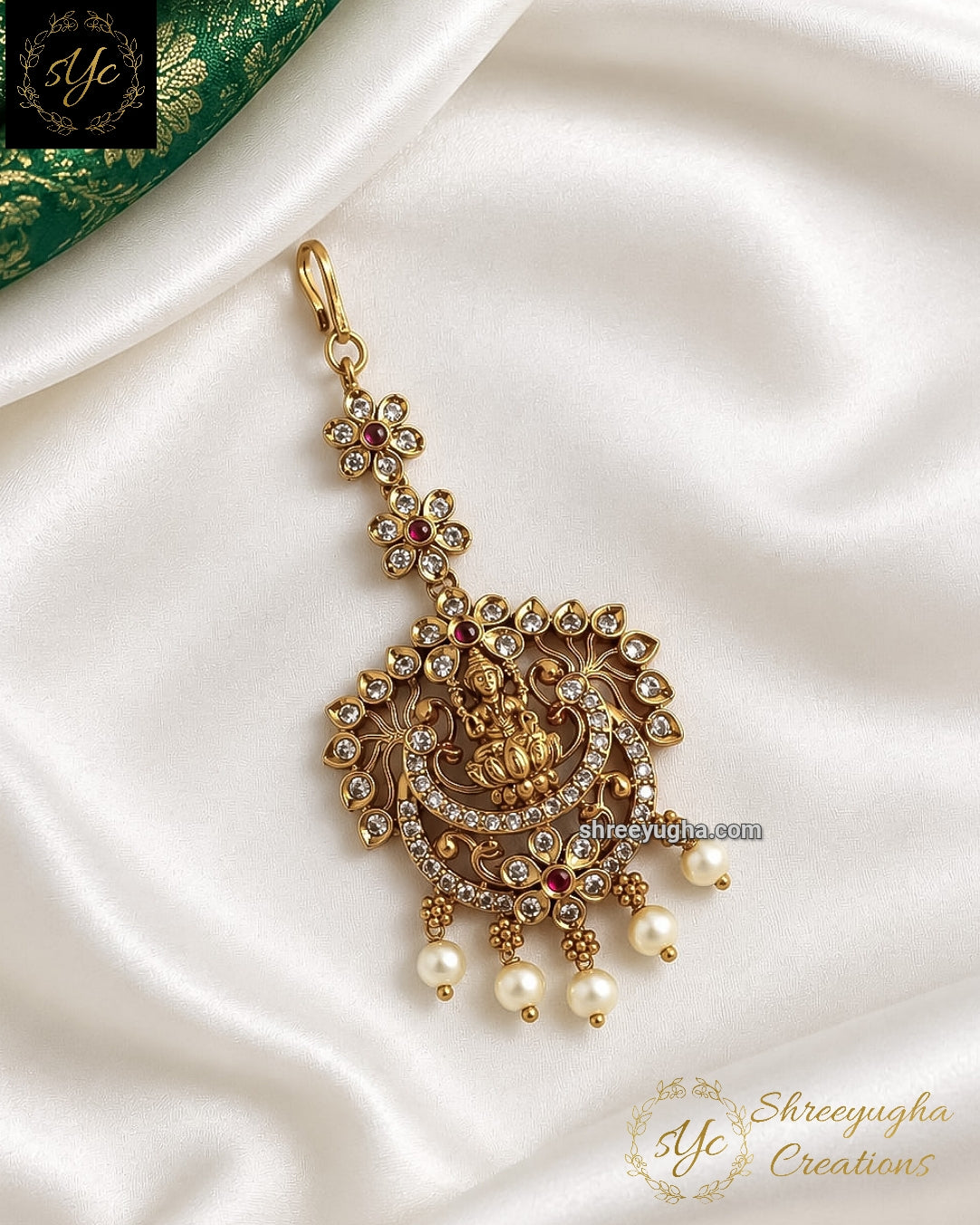 Pretty diamond stone lakshmi tikka