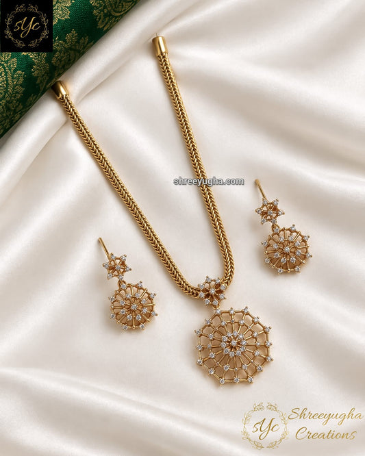 Diamond studded necklace with earrings