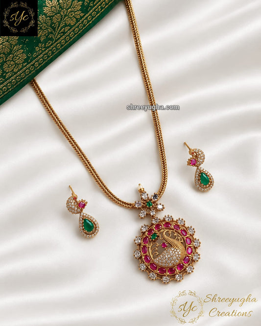 Temple inspired peacock neckset