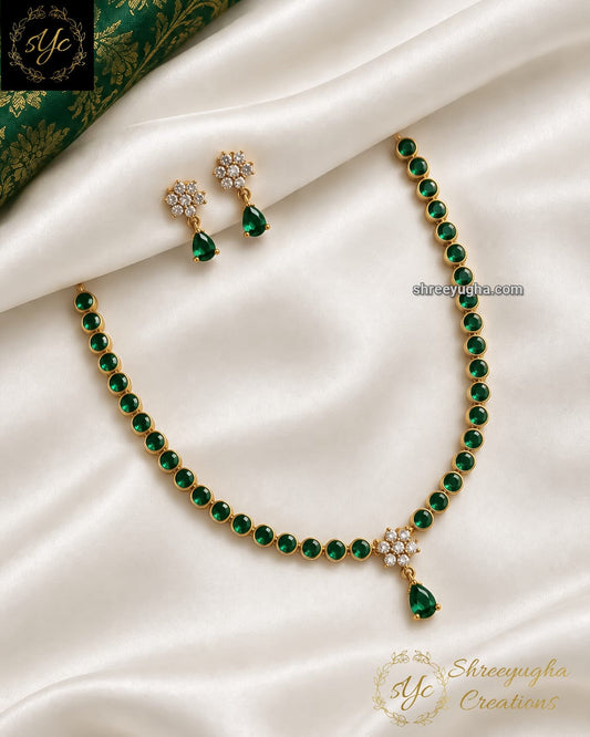 Tear drop gem stone neckset