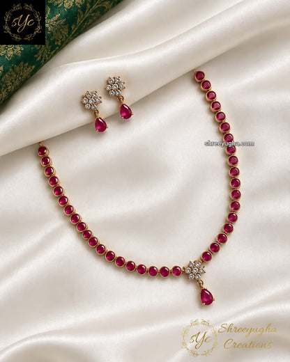 Tear drop gem stone neckset
