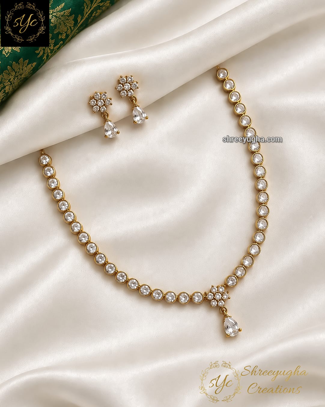 Tear drop gem stone neckset
