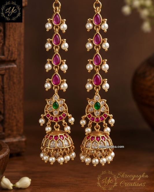 Jhumkas with ear chain