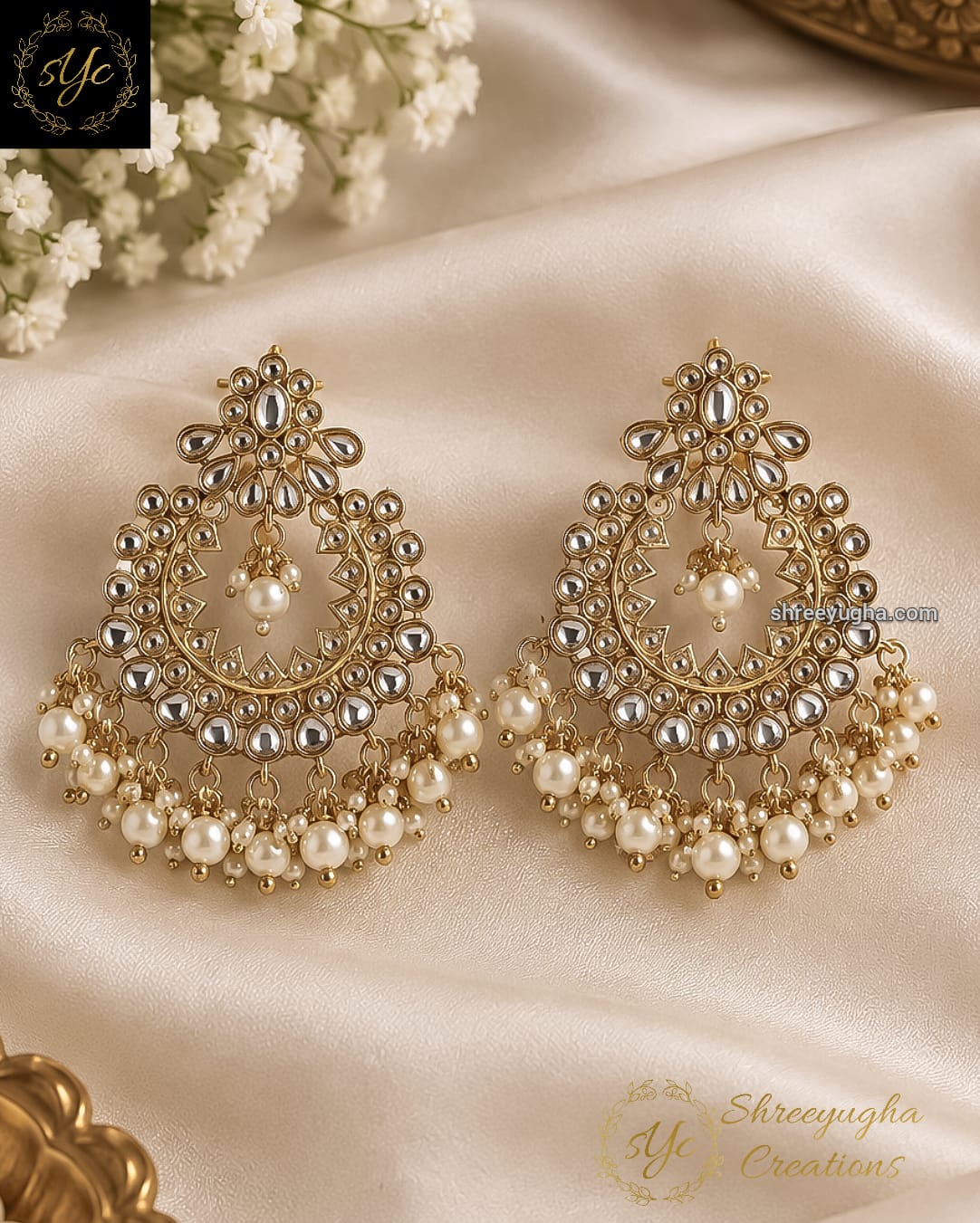 Kundan statement earrings